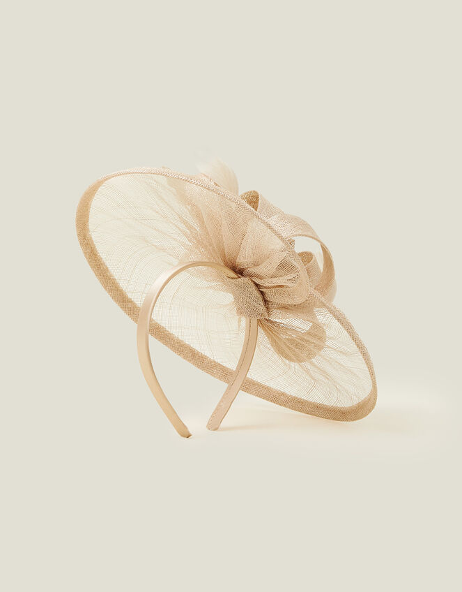 Bow Disc Fascinator, Natural (CHAMPAGNE), large