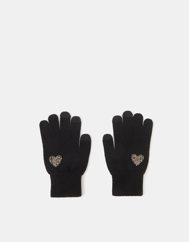 Beaded Heart Touchscreen Gloves, , large