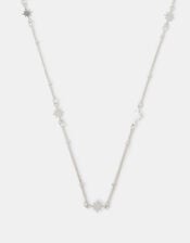 Sterling Silver-Plated Star Station Necklace, , large