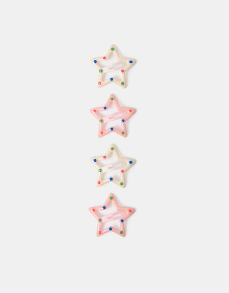 4-Pack Girls Spotty Star Hair Clips, , large