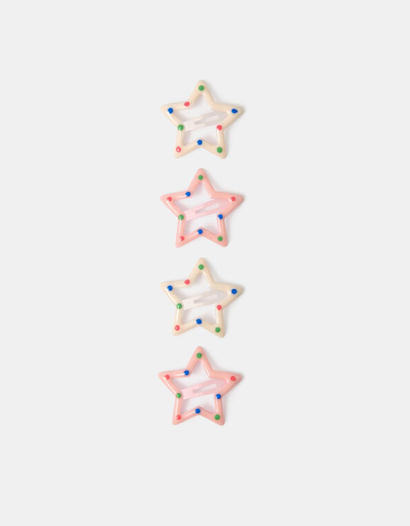 4-Pack Girls Spotty Star Hair Clips, , large