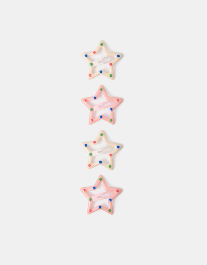 4-Pack Girls Spotty Star Hair Clips, , large