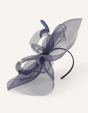Large Double Bow Crin Headband, Blue (NAVY), large