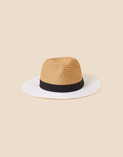 Monochrome Colourblock Fedora Hat, , large