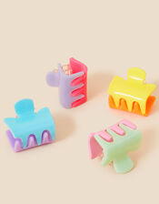 Kids Colourblock Mini Claw Clips 4 Pack, , large