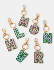 Beaded Initial Keyring, Multi (PASTEL MULTI), large