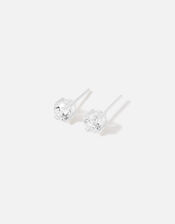 Sterling Silver Solitaire Earrings, , large