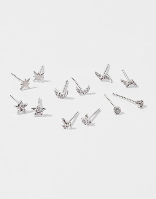 Star, Moon and Lightning Stud Earring Multipack, , large