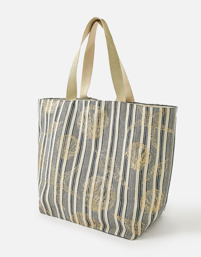 Seashell and Stripe Beach Bag, , large