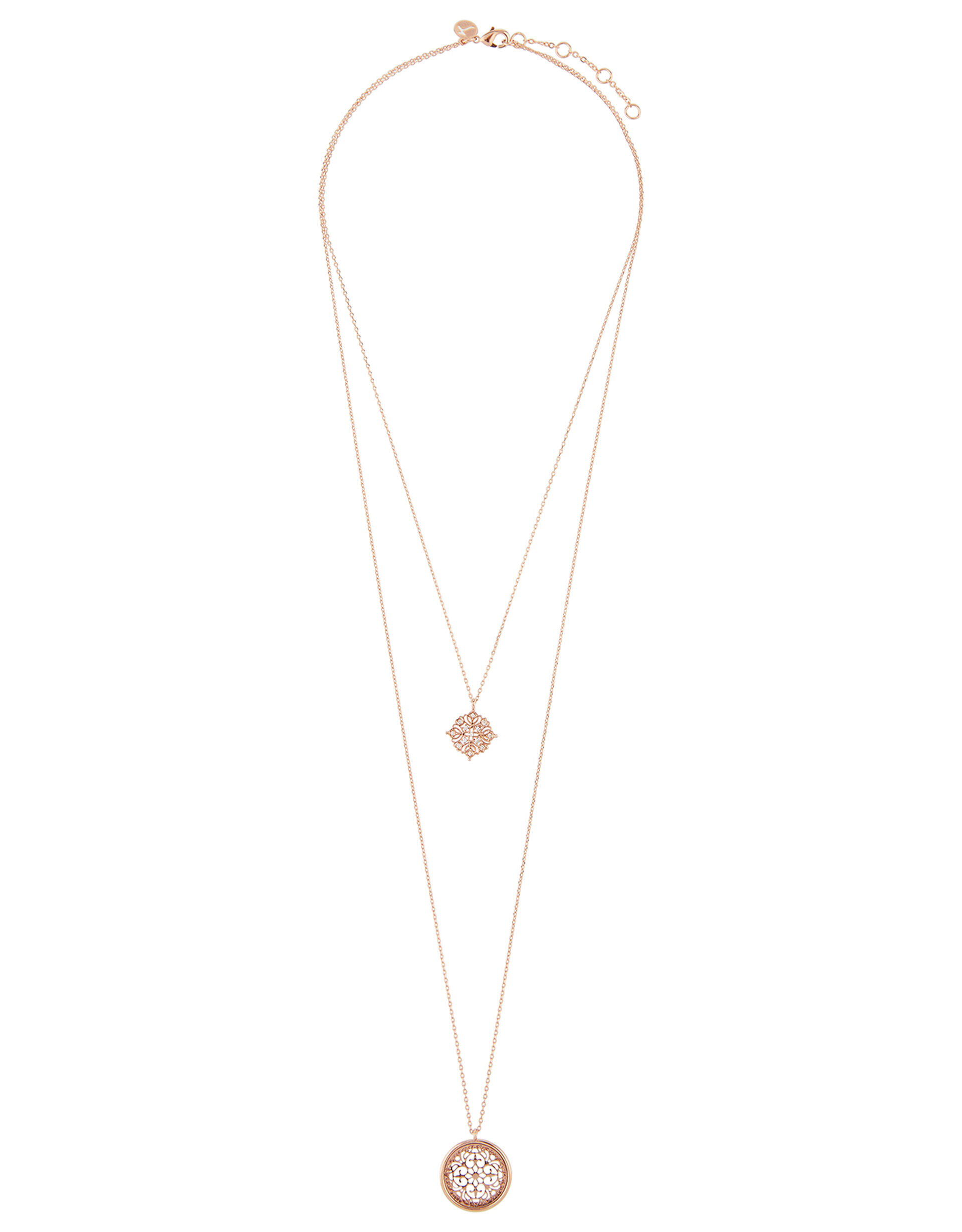 Rose Gold-Plated Necklace with Filigree Pendants, , large