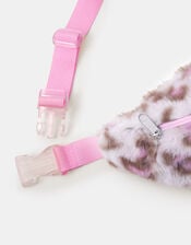 Girls Fluffy Leopard Print Belt Bag, , large