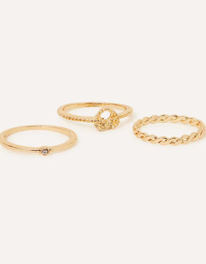 Heart Knot Rings Set of Three, Gold (GOLD), large