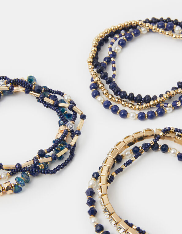 11-Pack Semi Precious Bead Stretch Bracelets , , large