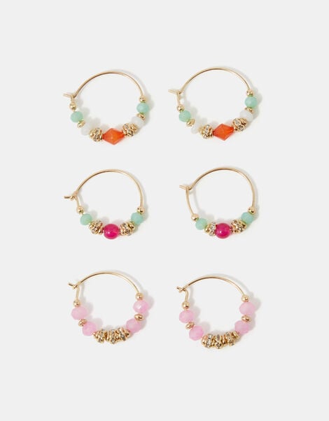 3-Pack Mini Beaded Hoop Earrings, , large