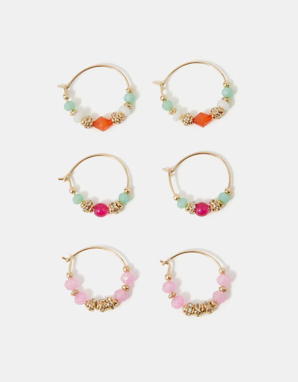 3-Pack Mini Beaded Hoop Earrings, , large