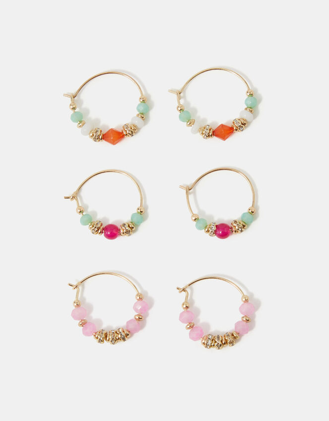 3-Pack Mini Beaded Hoop Earrings, , large