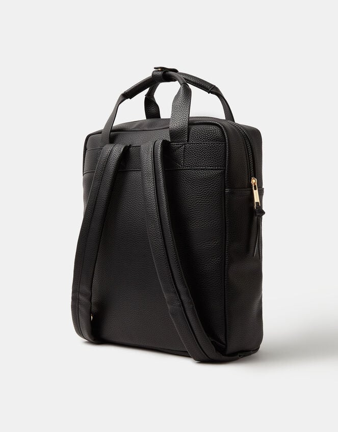 Faux Leather Backpack, Black (BLACK), large