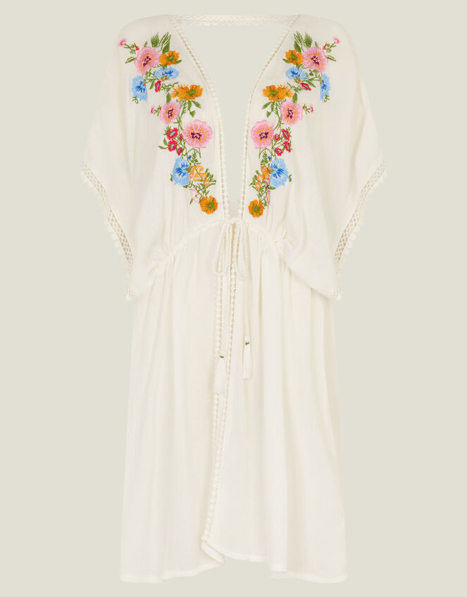 Floral Embroidered Kaftan, Ivory (IVORY), large