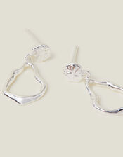 Sterling Silver-Plated Molten Drop Earrings, , large