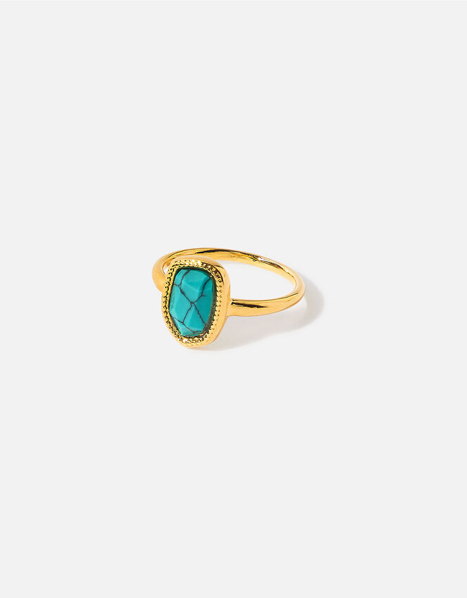 Gold-Plated Irregular Turquoise Ring, Blue (TURQUOISE), large