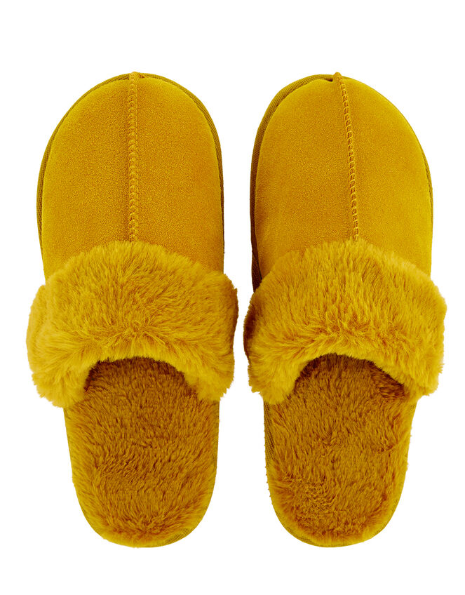 Suede Mule Slippers, Yellow (OCHRE), large