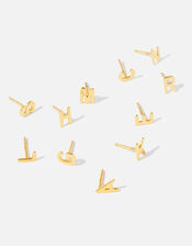 Gold Vermeil Single Initial Stud Earrings, Gold (GOLD), large