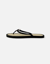 Resin Ring Seagrass Flip Flops , Black (BLACK), large