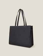 Metal Twist Lock Tote Bag, Black (BLACK), large