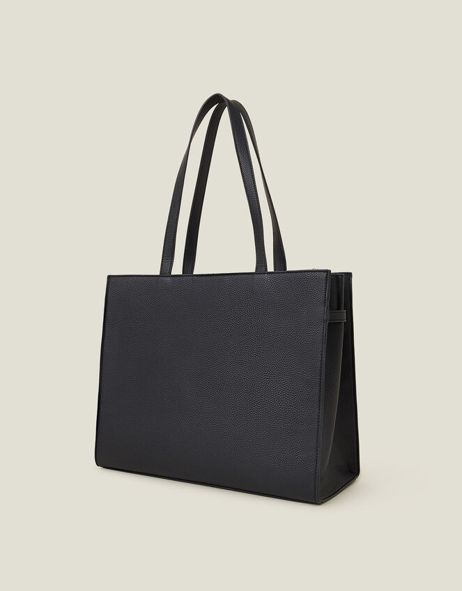 Metal Twist Lock Tote Bag, Black (BLACK), large