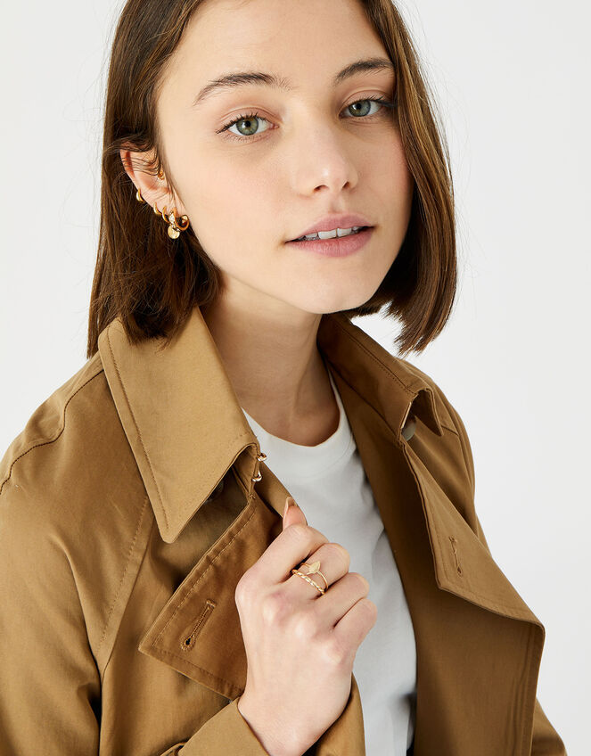 Leaf Twist Band Ring Twinset, Gold (GOLD), large