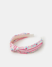 Girls Floral Print Knot Headband, , large