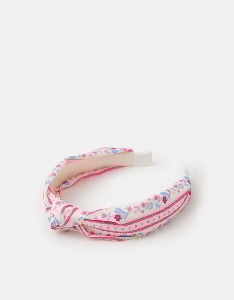 Girls Floral Print Knot Headband, , large
