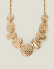 Hammered Link Pendant Collar Necklace, , large