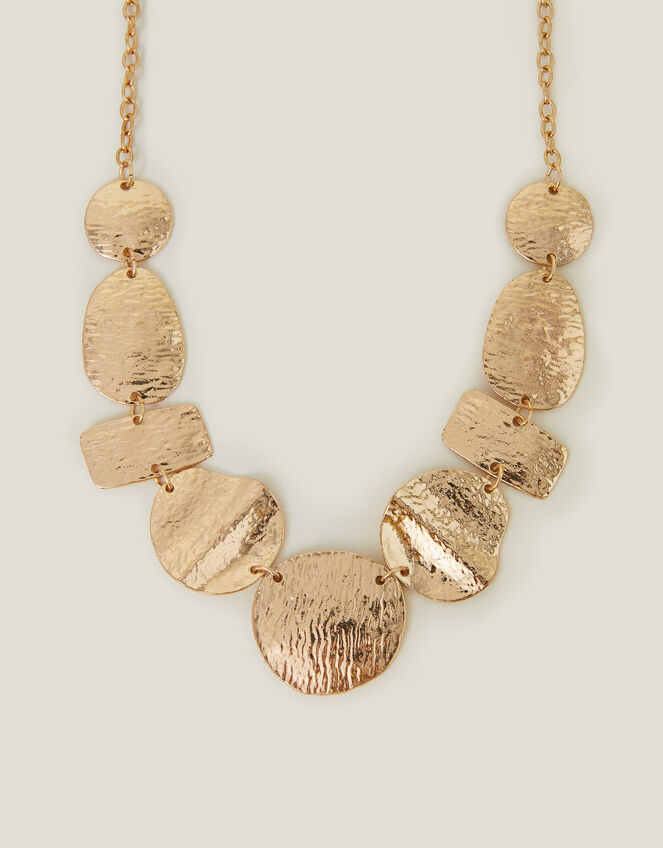 Hammered Link Pendant Collar Necklace, , large