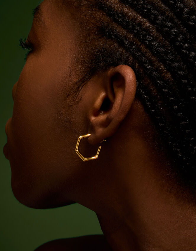 Stainless Steel Bamboo Hoop Earrings, , large