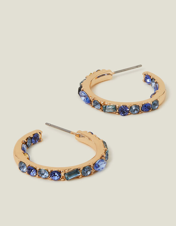 Gemstone Hoop Earrings Blue, , large