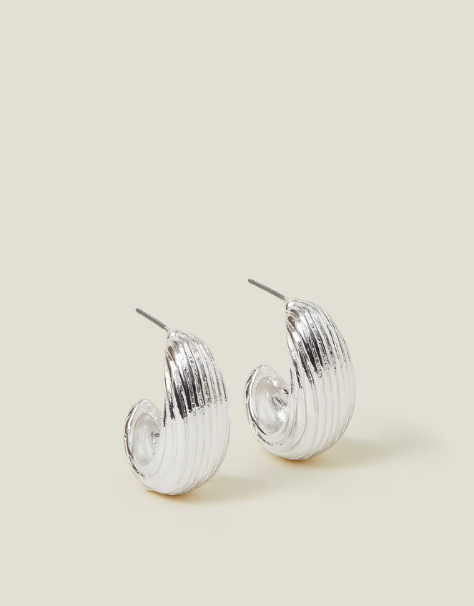 Chunky Ribbed Hoop Earrings, , large