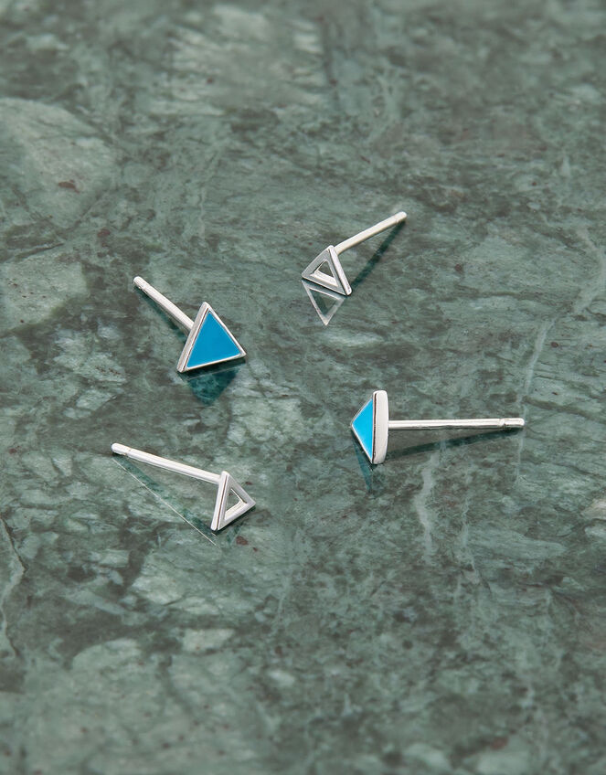 Triangle stud earrings silver clearance
