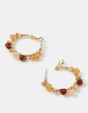 Stone Bead Hoop Earrings, , large