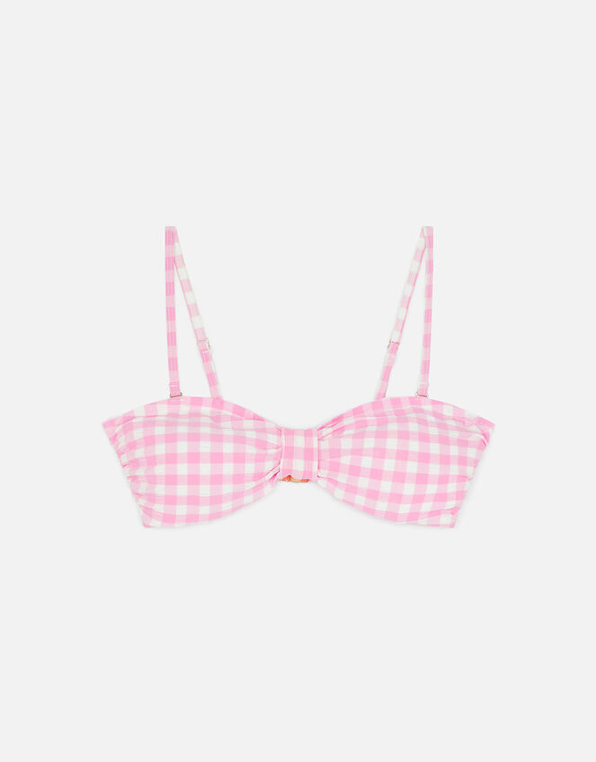 Gingham Bandeau Bikini Top, Pink (PINK), large