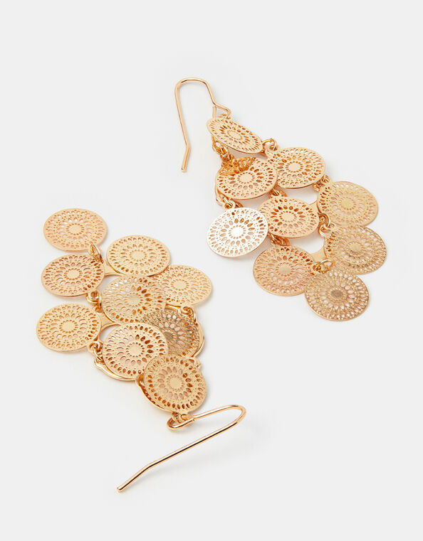 Filigree Disc Drop Earrings, , large