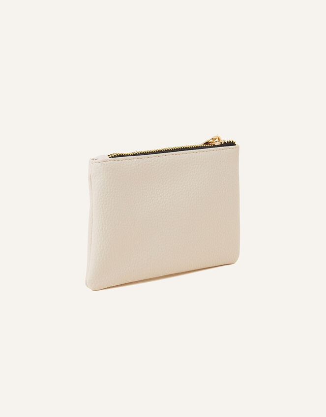Double Zip Coin Purse, Cream (CREAM), large