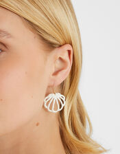 Raffia Wrapped Shell Drop Earrings, , large