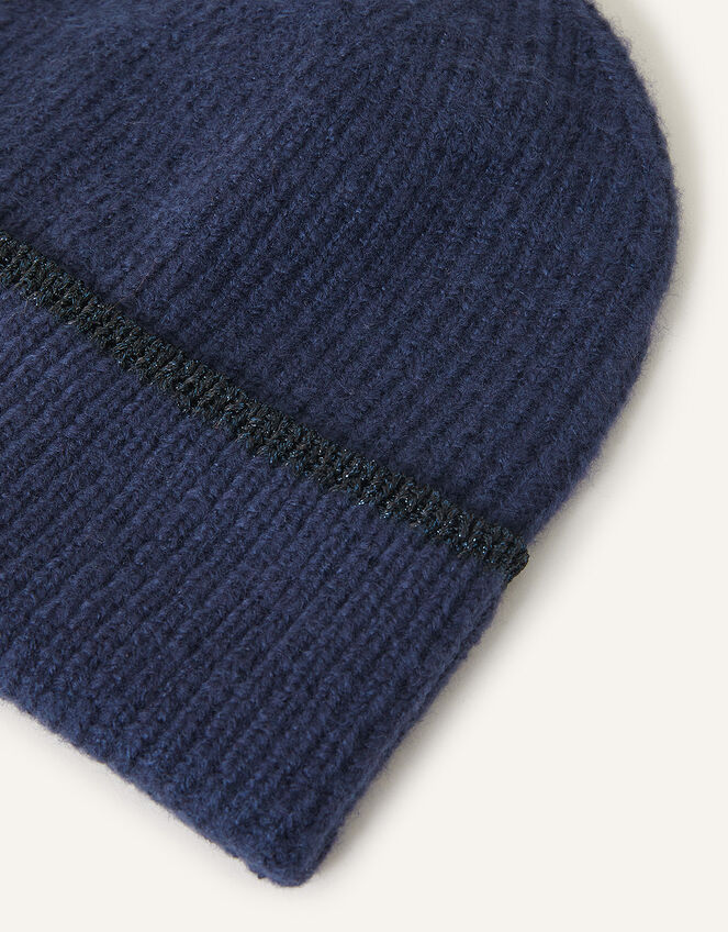 Sparkle Edge Beanie Hat, Blue (NAVY), large