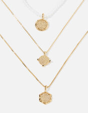 Pearl and Coin Layered Necklace, , large