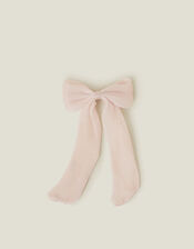 Plisse Bow Barrette Hair Clip, Pink (PINK), large