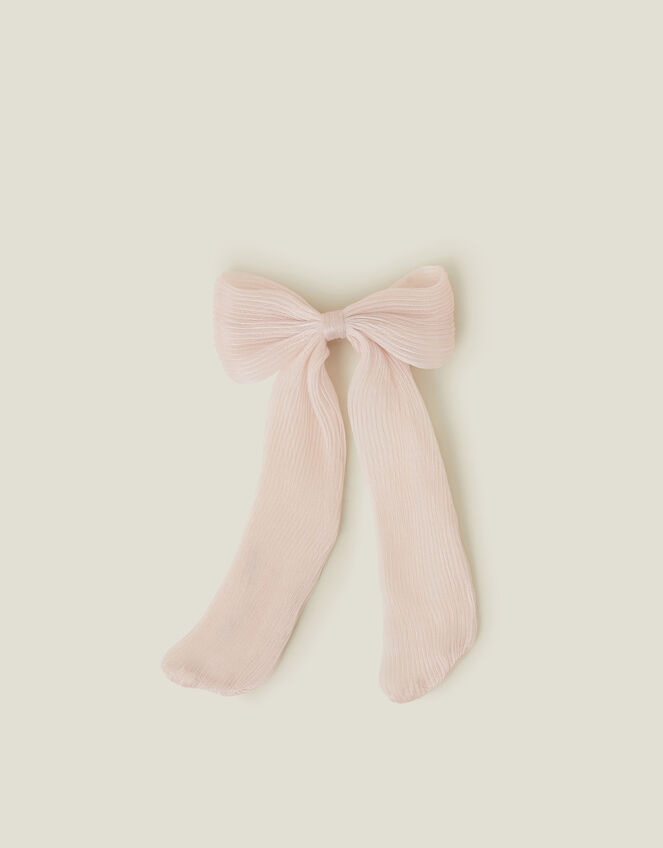 Plisse Bow Barrette Hair Clip, Pink (PINK), large