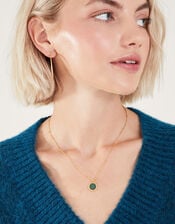 14ct Gold-Plated Aventurine Slice Pendant Necklace, , large