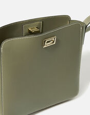 Twist Lock Cross-Body Bag, Green (KHAKI), large