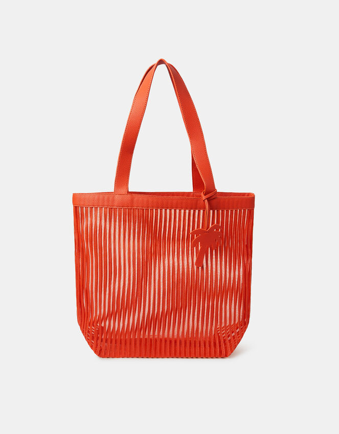 Mesh Stripe Shopper Bag, , large